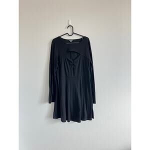 Lily Rose Black Cutout Long-Sleeve Dress XXL Soft Goth 90s-Inspired Grunge Playf
